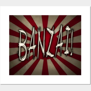 BANZAI! - Weathered Imperial Japan Flag - Rising Sun Posters and Art